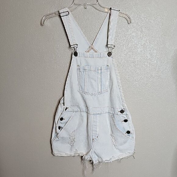 Show Me Your Mumu Georgia Large Denim Shortall Overalls - Picture 2 of 10